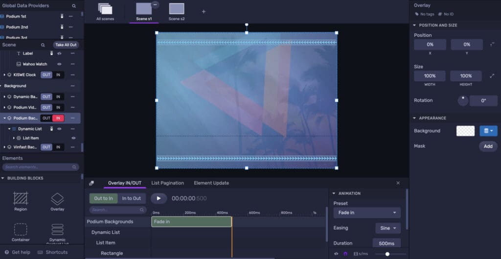 Screenshot of Vizrt Flowics Motion Graphics Package for the 2023 IRONMAN World Championships in Kona